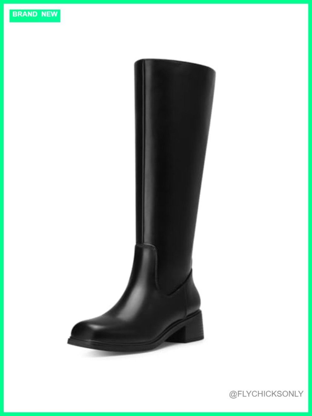 Women's Knee High Riding Boots Square Toe Low Block Heel Side Zip PU Memory Foam